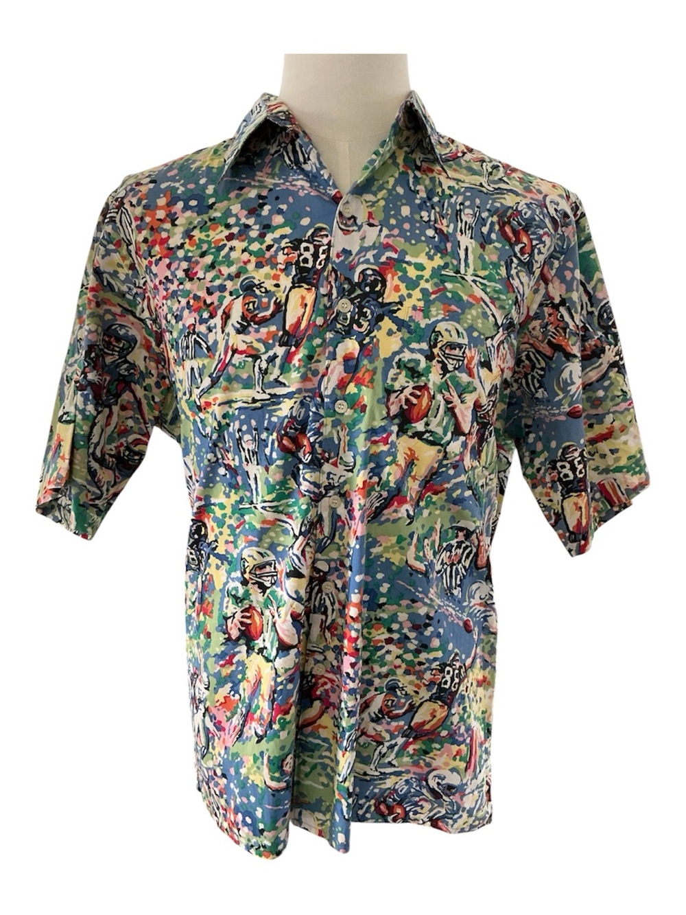 Vtg 90s Reyn Spooner Art Of Eddy Y NFL Football Hawaiian Camp Shirt Mens Sz L